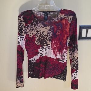 Kenneth Cole Multi-Color Abstract Long Sleeve Tee